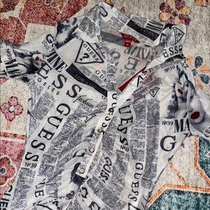 Guess Monochrome Graphic Button-Up Shirt